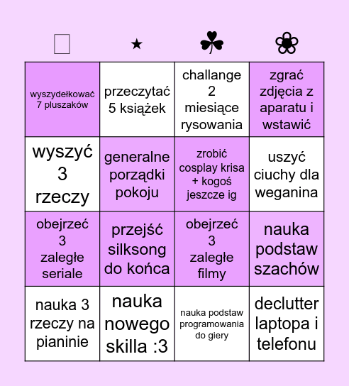 CHALLENGE WAKACYJNE Bingo Card