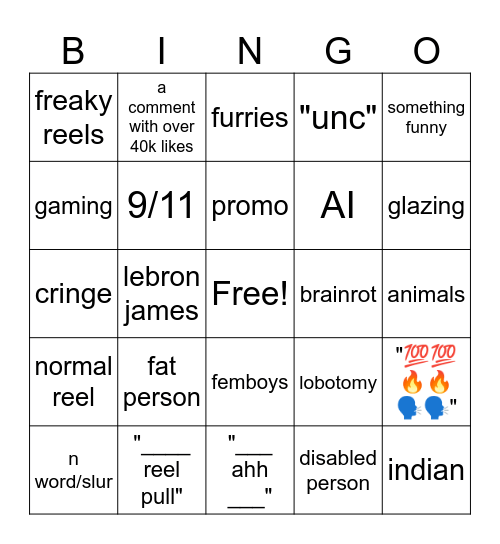 ig reels bingo 2025 Bingo Card