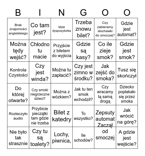Szukając smoka Bingo Card