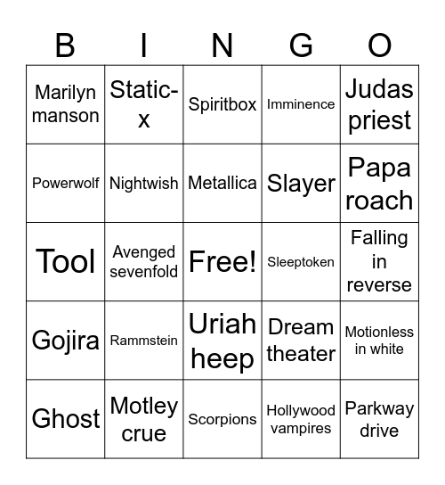 Graspop 2027 headliners? Bingo Card