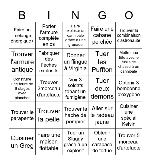 Sons of the forest Bingo Card