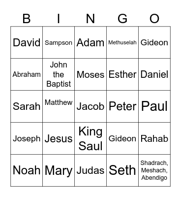 Bible Bingo Card