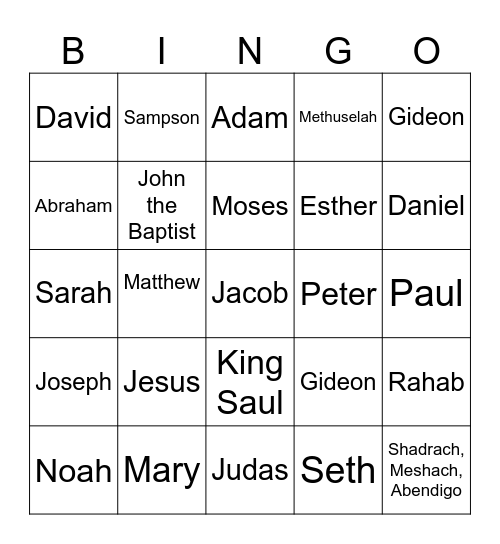 Bible Bingo Card