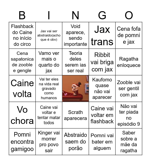 Digital circus Bingo Card