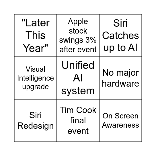 WWDC 26 Bingo Card