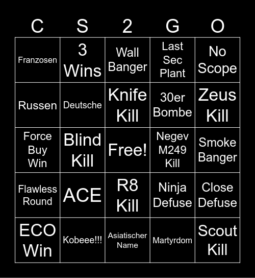 CS2 Bingo Card