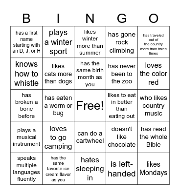 Find someone who... Bingo Card