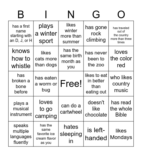 Find someone who... Bingo Card