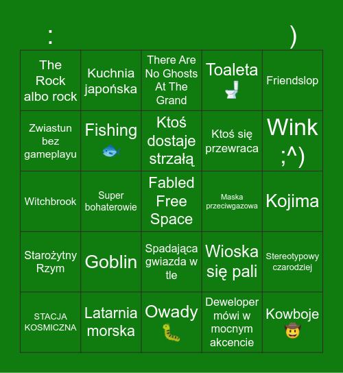 Michael Slop's Revenge Bingo Card