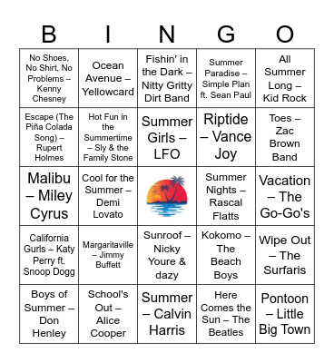 Summer Essentials (Full) Bingo Card