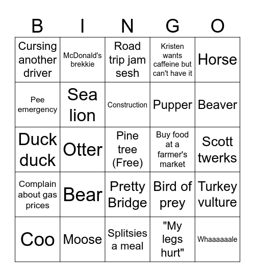 SKWC Trip Bingo! Bingo Card
