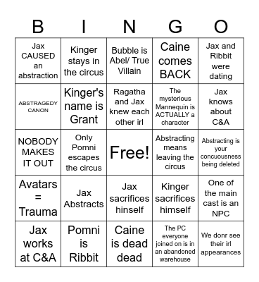 TADC PREDICTIONS Bingo Card