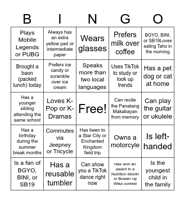 HUMAN BINGO Card