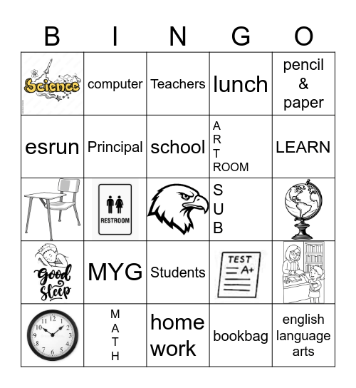 BACK TO SCHOOL BINGO Card