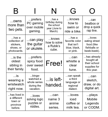 FIND SOMEONE WHO Bingo Card