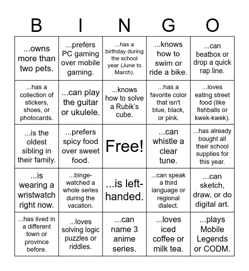 FIND SOMEONE WHO Bingo Card
