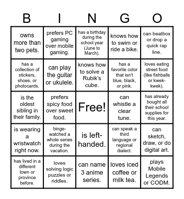 FIND SOMEONE WHO Bingo Card