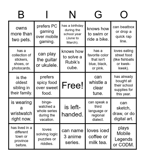 FIND SOMEONE WHO Bingo Card