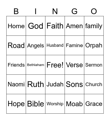 Church Bingo Card