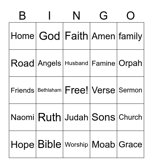 Church Bingo Card