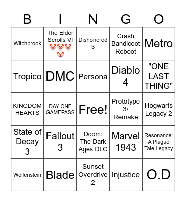 XBOKS BINGOR Bingo Card