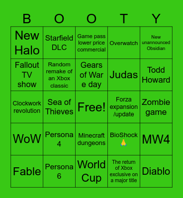XBOX Games Showcase 2026 Bingo Card