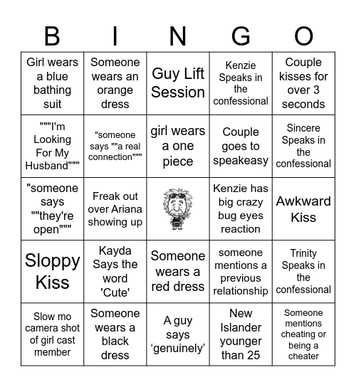 Mindless Minutia and Blinders Present: Love Island Bingo Card