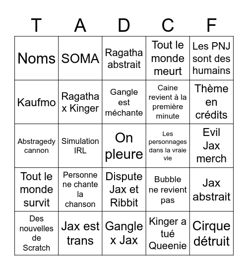 Le last acte Bingo Card