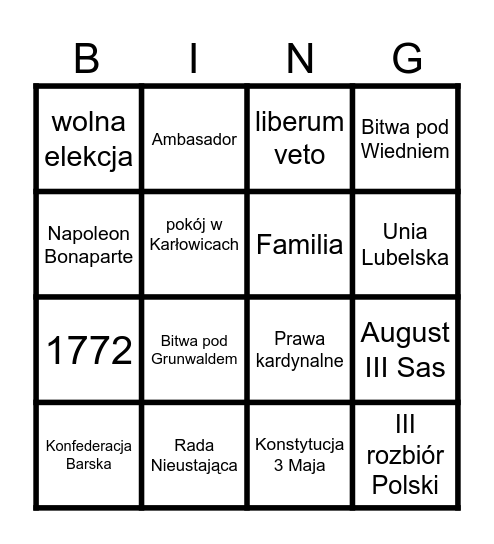 Bingo 1 Bingo Card