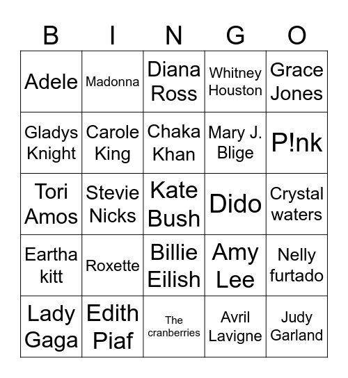 JOIE’S FAB BINGAOKE! Bingo Card