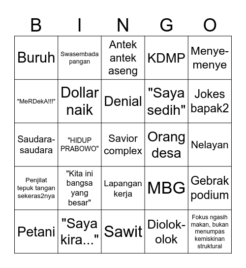 Pidato Prabski Bingo Card