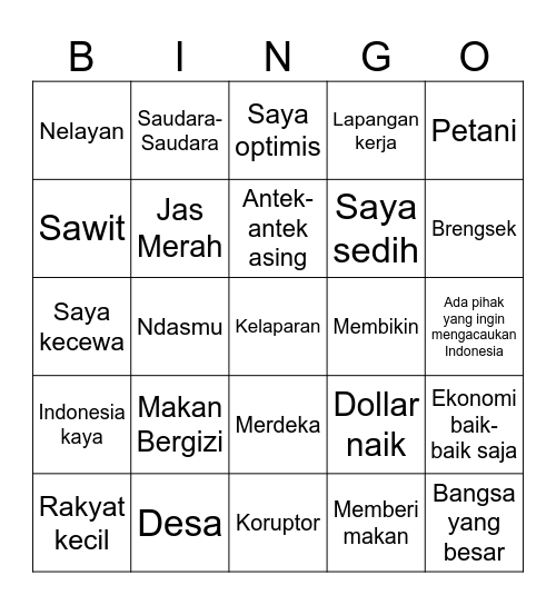 Pidato Wowo Bingo Card