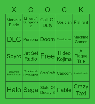 Xbox Game Showcase 2026 Bingo Card