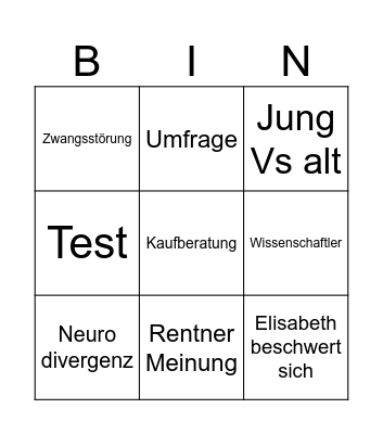 Ordnung in Schubladen Bingo Card