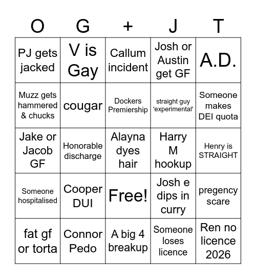 2026 FUN TIME BINGO Card