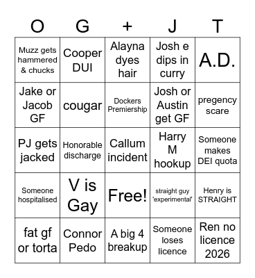 2026 FUN TIME BINGO Card