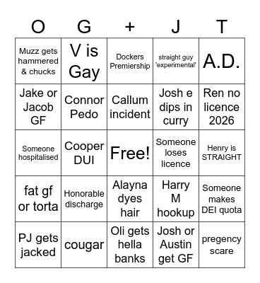2026 FUN TIME BINGO Card