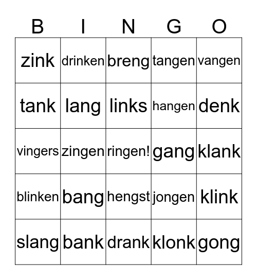 nk of ng? Bingo Card
