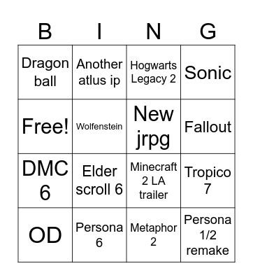 Untitled Bingo Card