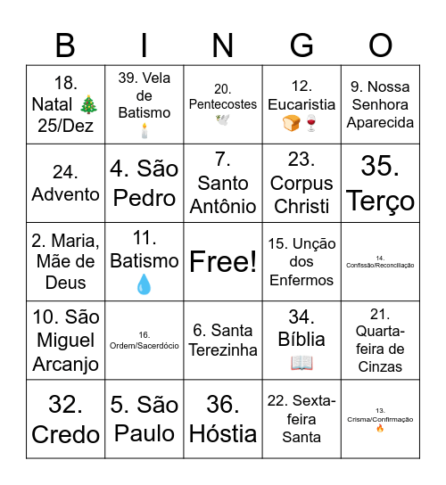 Free soace Bingo Card