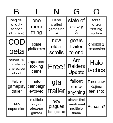 Untitled Bingo Card