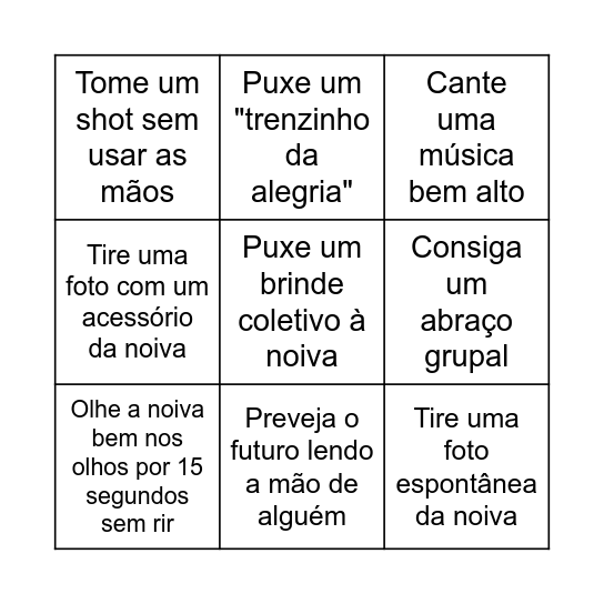 Bingo da Despedida! Bingo Card