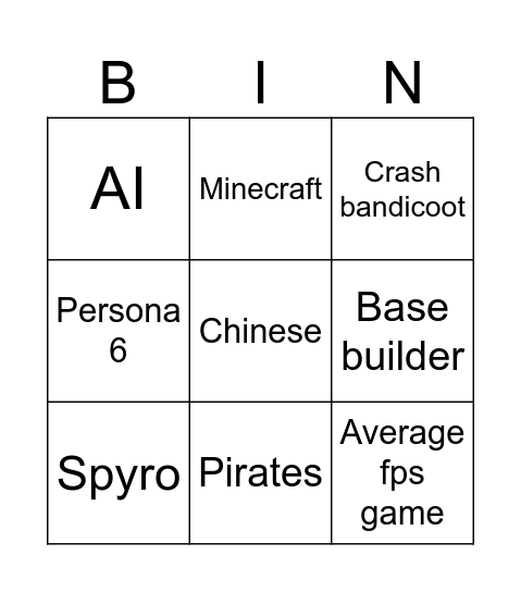 Untitled Bingo Card