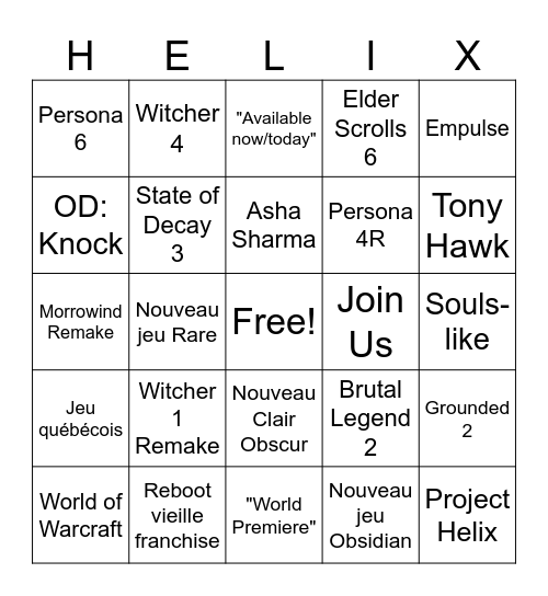 Xbox Summer Showcase 2026 Bingo Card
