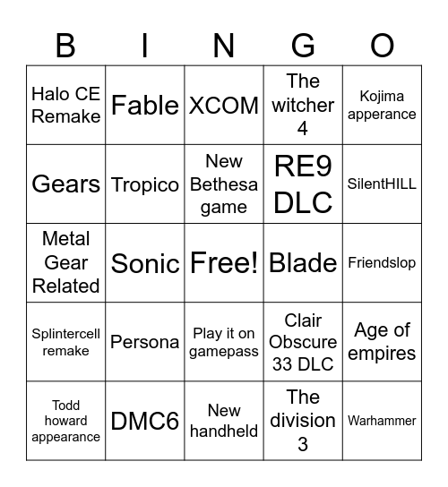 Untitled Bingo Card