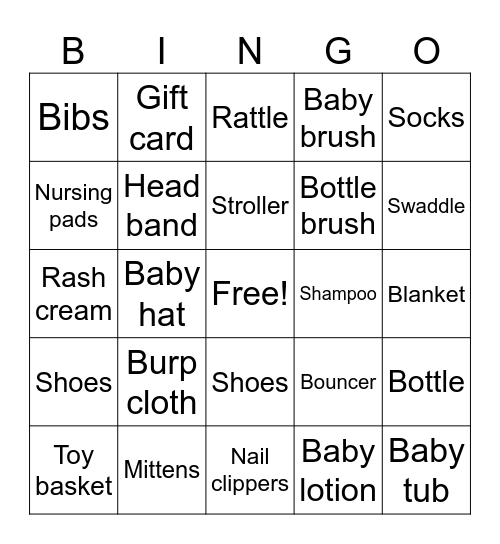 Baby BINGO Card
