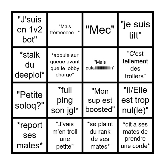 Soloq time Bingo Card