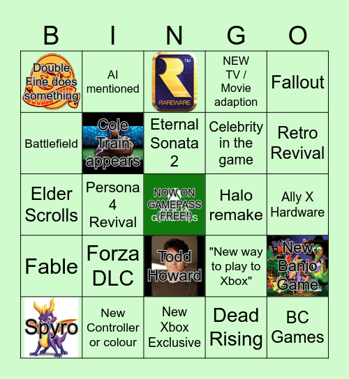 XBOX DIRECT BINGO 2026 Bingo Card