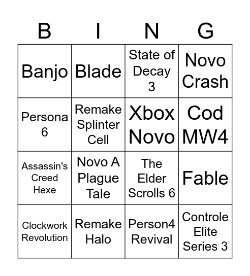 XBOX GAMES SHOWCASE BINGO CARD Bingo Card