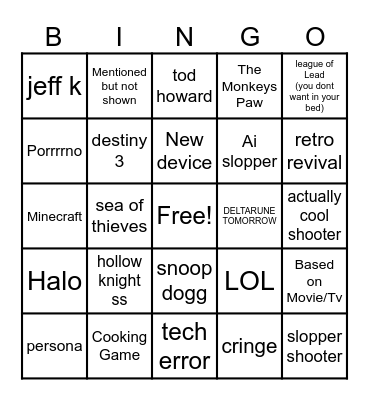 Untitled Bingo Card